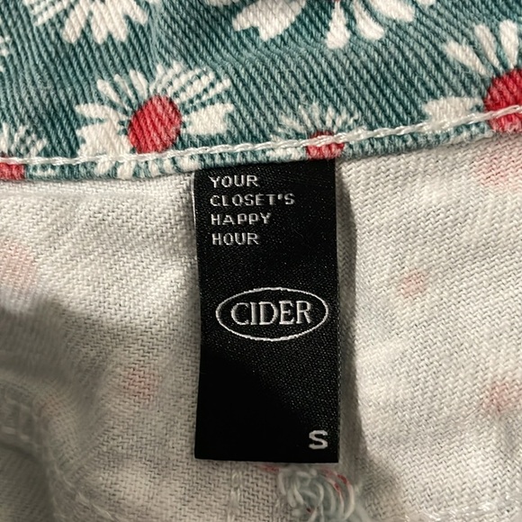 Cider Teal Green Floral Straight Leg Denim Jeans Size Small - Picture 4 of 6